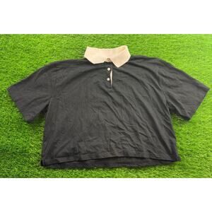 Wild Fable Polo Shirt Sz M Black White Collar Short Sleeve Crop Y2K Aesthetic